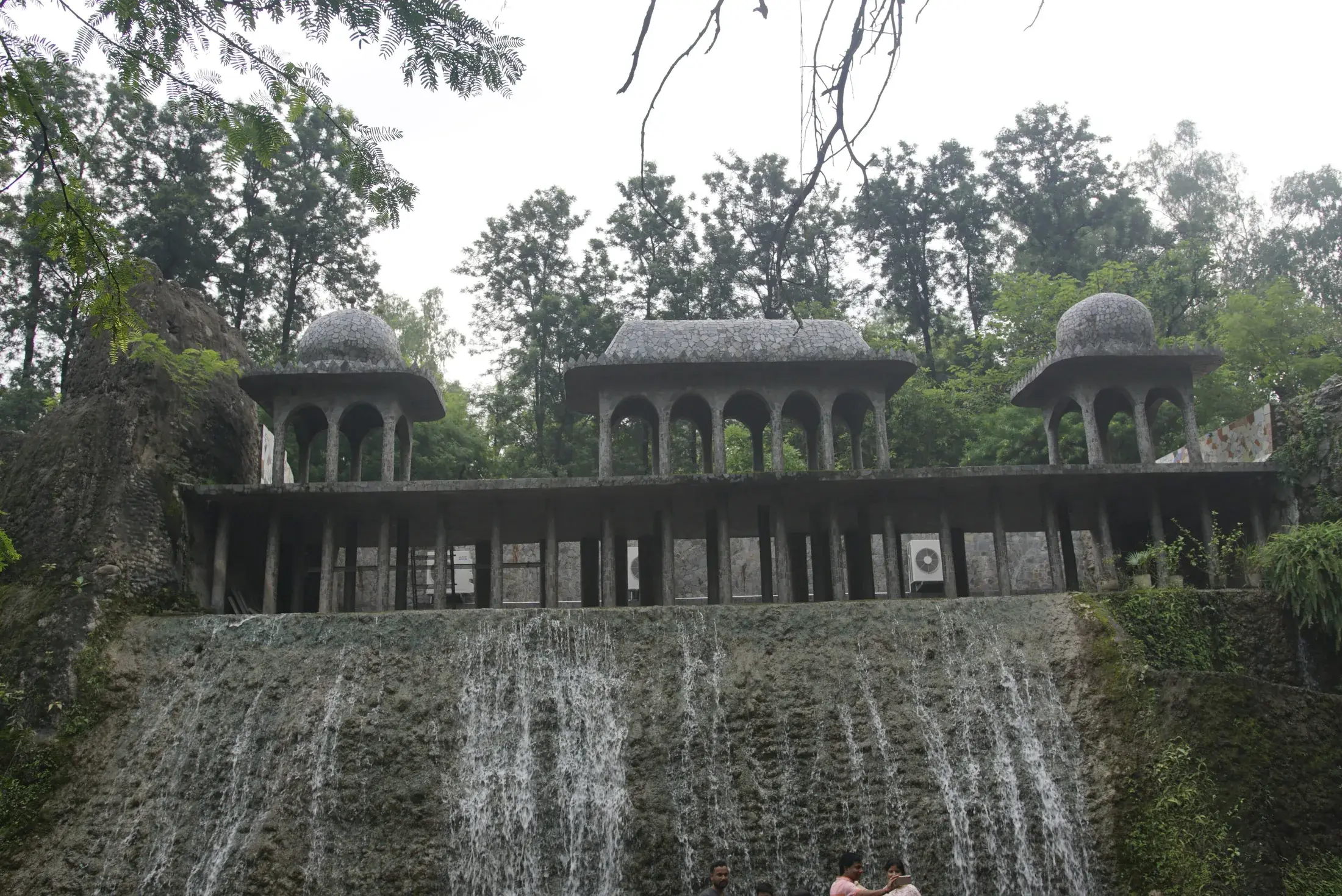 The waterfall and arched pavilion in Nek Chand's Rock Garden
